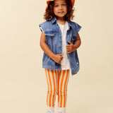 Mini Stripe Leggings - Orange + Sand