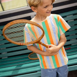 Kids Vertical Multi Stripe T-Shirt - Sand