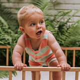 Striped Terry Baby Jumpsuit - Silt Green