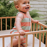 Striped Terry Baby Jumpsuit - Silt Green