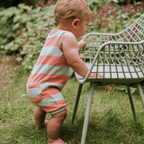 Striped Terry Baby Jumpsuit - Silt Green