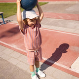 Kids Mini Stripe Terry Shorts - Rose Dawn