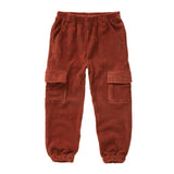 Kids Velvet Rib Cargo Pants - Garnet
