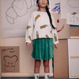 Kids Velvet Skirt - Heart Pockets - Deep Green
