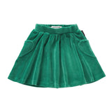Kids Velvet Skirt - Heart Pockets - Deep Green