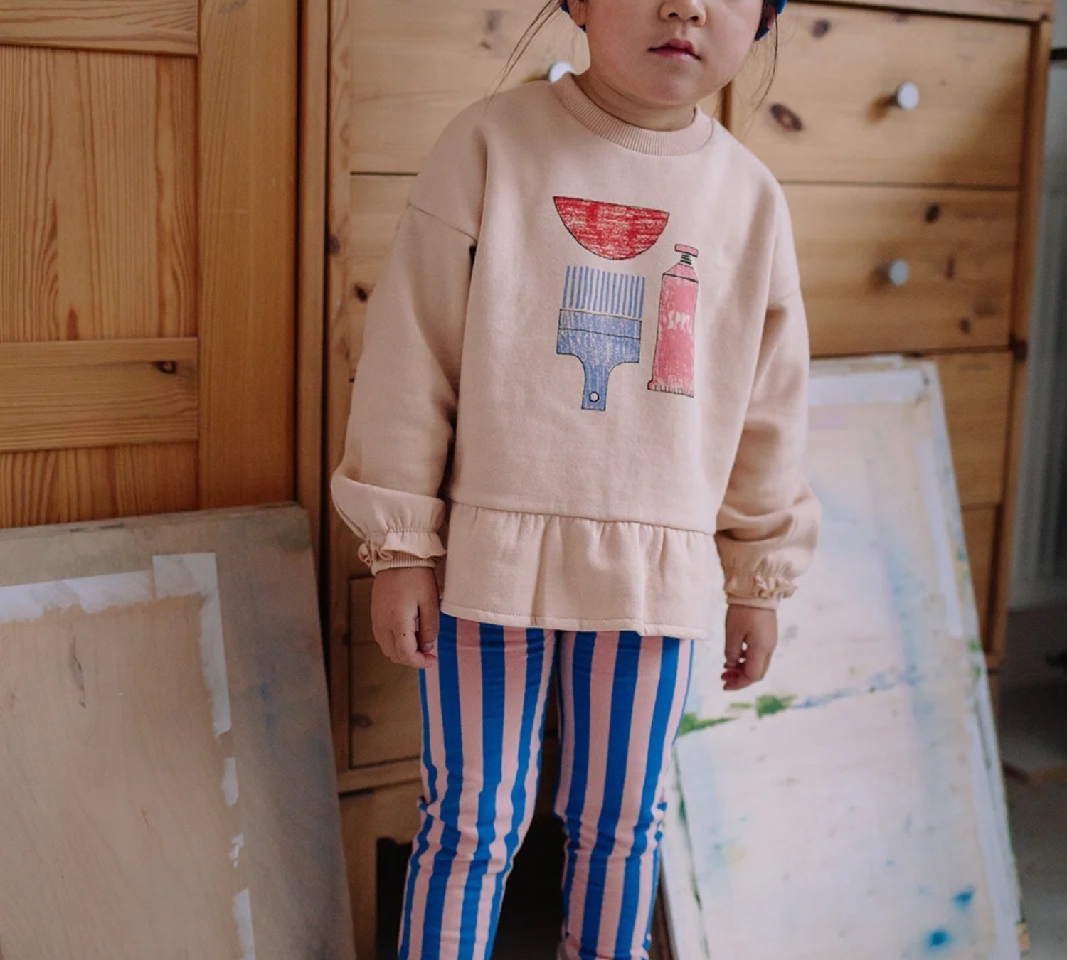 Kids Stripe Winter Legging - Pink + Blue