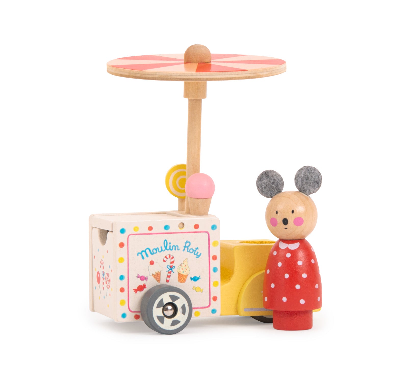 Wooden Ice Cream Delivery Tricycle + Mouse Character