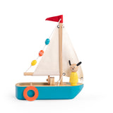 Wooden Sail Boat + Dog Character
