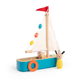 Wooden Sail Boat + Dog Character