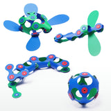 Clixo Itsy Pack - Kids Magnetic Toy - Green/Blue - 18 pcs