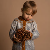 Knitted Cardigan - Patterned - Birch + Golden Brown