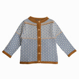 Knitted Cardigan - Patterned - Birch + Golden Brown