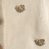 Knitted Cardigan - Embroidered Snails - Birch