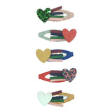 Autumn Heart Mini Clic Clacs - Hair Clips - Pack of 5