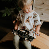 Retro Car - Wooden chalkboard with chalk