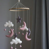 Cot Mobile - Clouds, Moon, Stars Pink/Purple