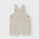 Check Overall Shorts - Loose Fit - Bleached Sand