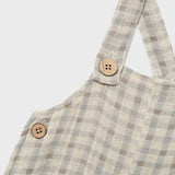 Check Overall Shorts - Loose Fit - Bleached Sand