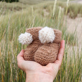 Booties - Nougat - Beige Pom Pom