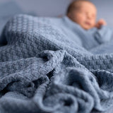 Knitted Baby Blanket - Square - Blue