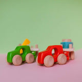 Wooden Car with Boat - Red