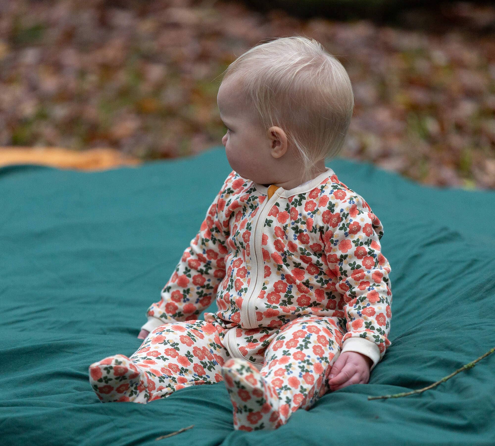 Petals Organic Cotton Zip Babygrow - Multi