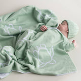 Baby Blanket - Turtles - Soft Green