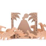Wooden Dinosaur Figurines - 10 Pieces