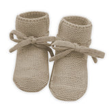 Knitted Merino Wool Baby Booties - Sand