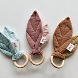 Crinkle Leaf Teething Ring + Sensory Toy - Mint