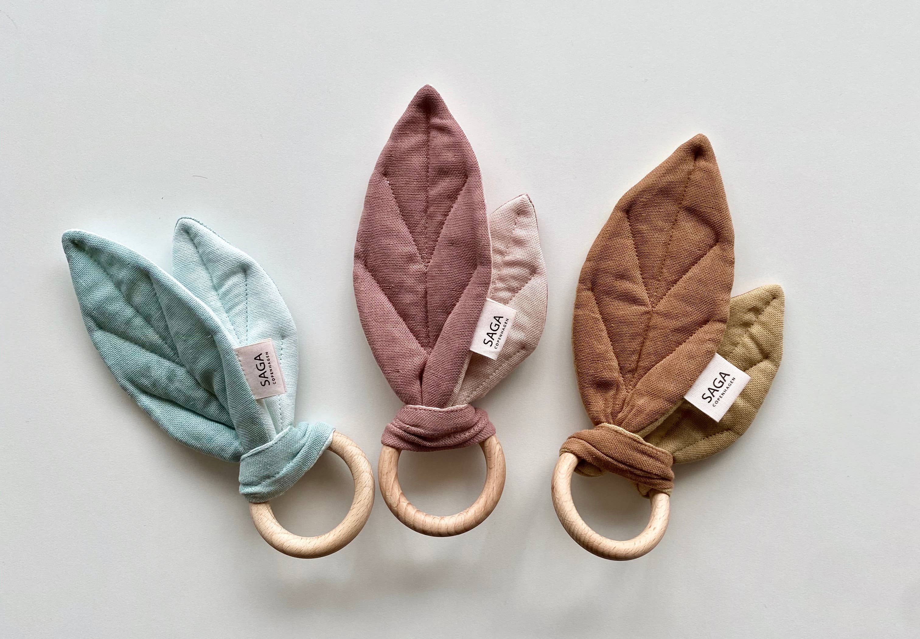 Crinkle Leaf Teething Ring + Sensory Toy - Rose