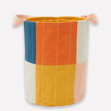 Checkered Fabric Storage Basket Medium - Mustard