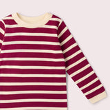Kids Organic Striped Long Sleeve T-Shirt - Berry