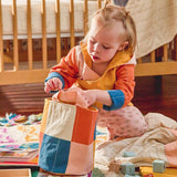 Checkered Fabric Storage Basket Medium - Mustard