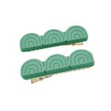 Tri Rainbow Bar Hair clip - Set of 2 - Jade