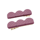 Tri Rainbow Bar Hair clip - Set of 2 - Mauve Rose