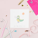 Fancy Dress Dino - Greeting Card